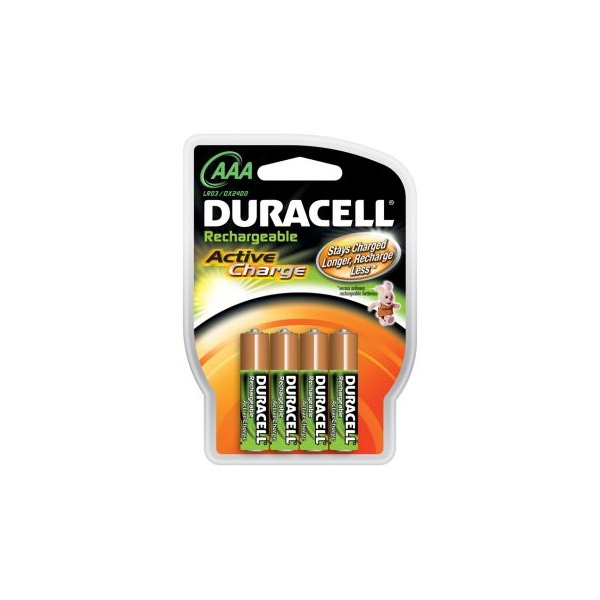 Accus HR3 Active Charge DURACELL - Blister de 4 - Ni-Mh - 800 mAh