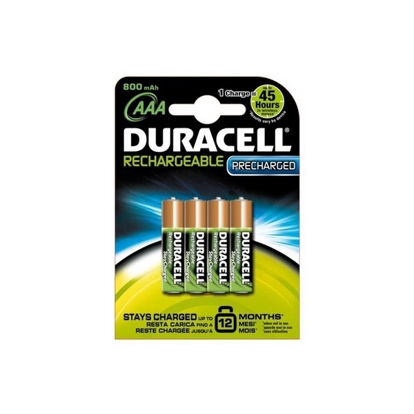 Accus HR3 Precharged DURACELL - Blister de 4 - Ni-Mh - 800 mAh