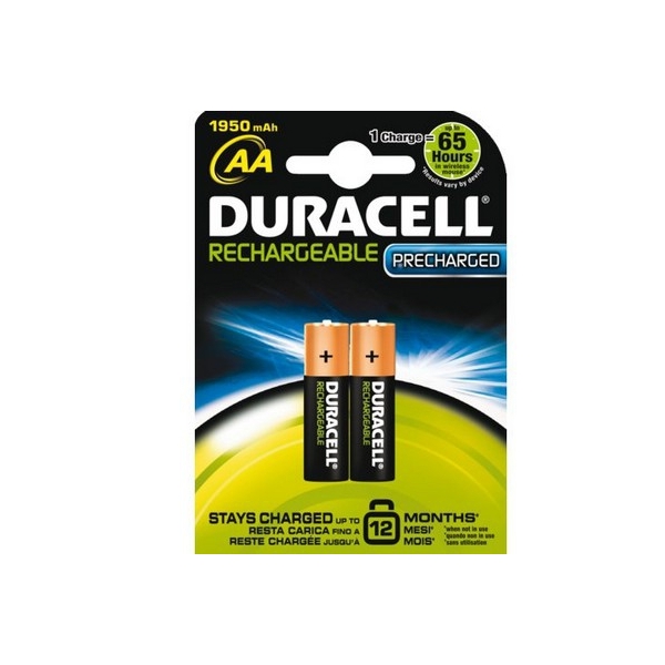 Accus photo HR6 Precharged DURACELL - Blister de 2 - Ni-Mh - 1950 mAh