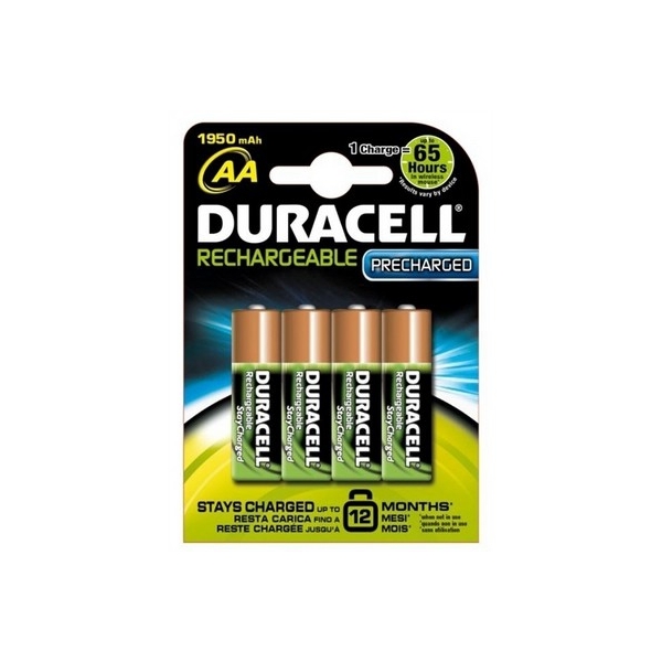 Accus photo HR6 Precharged DURACELL - Blister de 4 - Ni-Mh - 1950 mAh