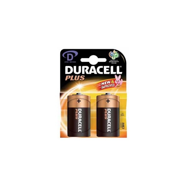 Piles LR20 Plus DURACELL - Blister de 2 - MN1300 - Alcaline