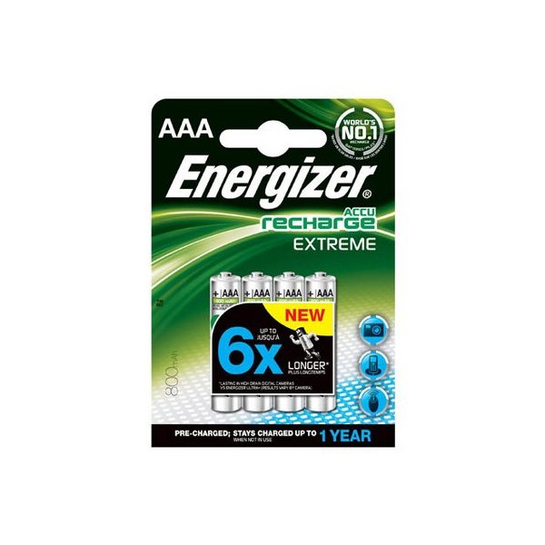 Accus HR3 Extreme ENERGIZER - R2U - Blister de 4 - AAA - Ni-Mh - 800 mAh
