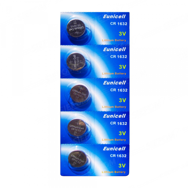 Piles électroniques CR1632 EUNICELL - Blister de 5 - Lithium 3V