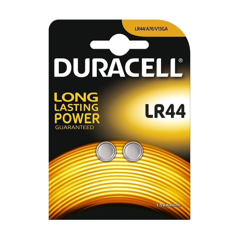 Piles LR44 DURACELL - Blister de 2 - AG13 / A76 - PILES 974