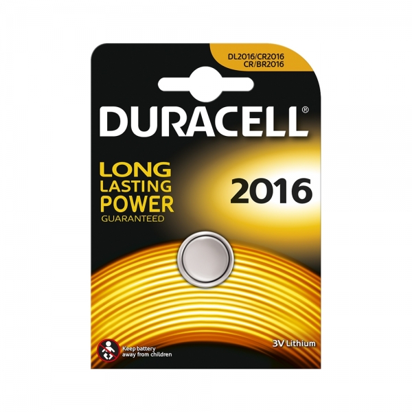 Pile électronique CR2016 DURACELL - Blister de 1 - Lithium 3V