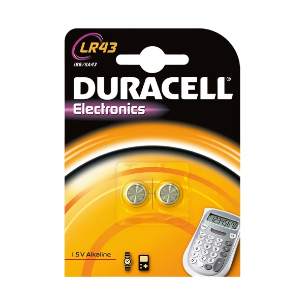 Piles LR43 DURACELL - Blister de 2 - AG12