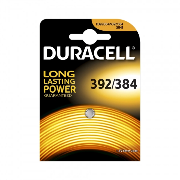 Pile de montre 392/384 DURACELL - Blister de 1 - SR41SW - Oxyde d'argent