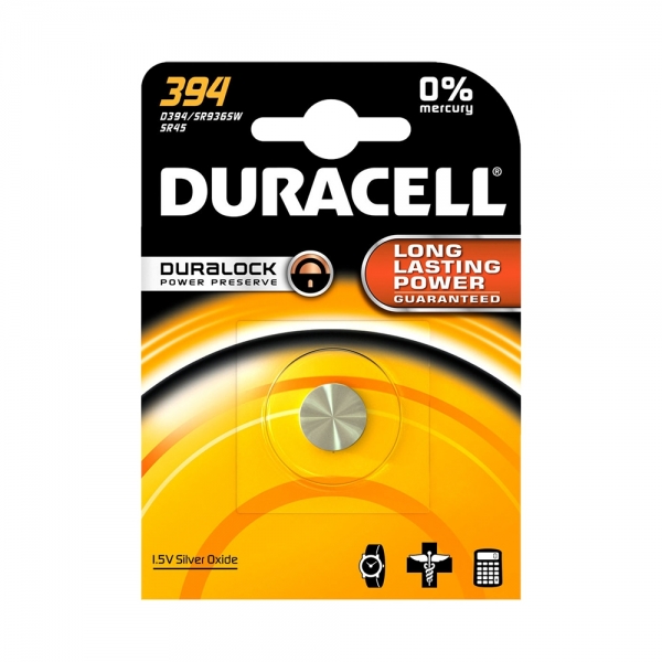 Pile de montre 394 DURACELL - Blister de 1 - SR936SW - Oxyde d'argent