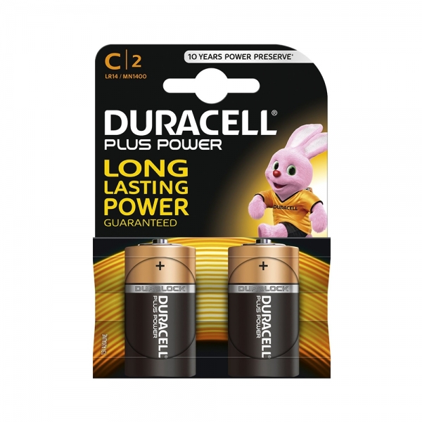 Piles LR14 Plus DURACELL - Blister de 2 - MN1400 - Alcaline