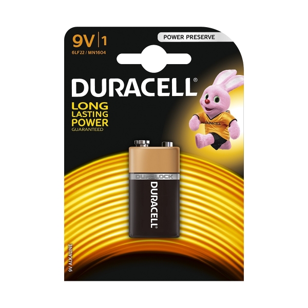 Pile 9V / 6LR61 Basic DURACELL - Blister de 1 - MN1604 - Alcaline