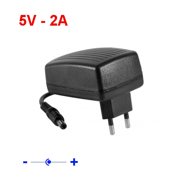 Chargeur secteur 5 V - 2A - jack 5,5mm / 2,5mm - Noir