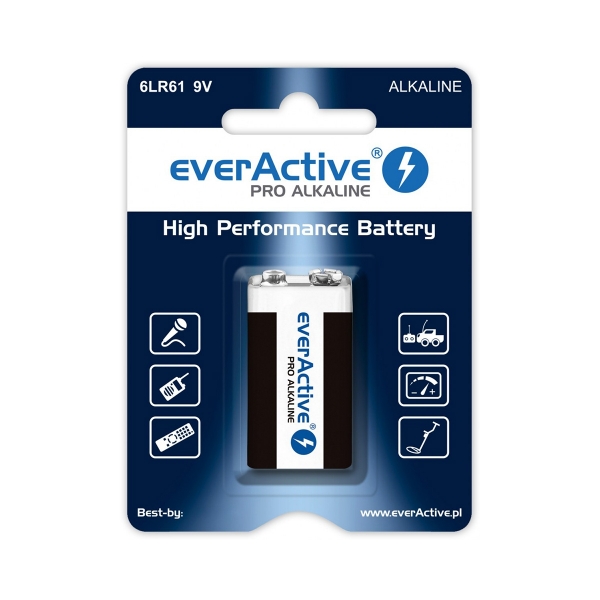 Pile 9V / 6LR61 EVERACTIVE - Blister de 1 - MN1604 - Alcaline