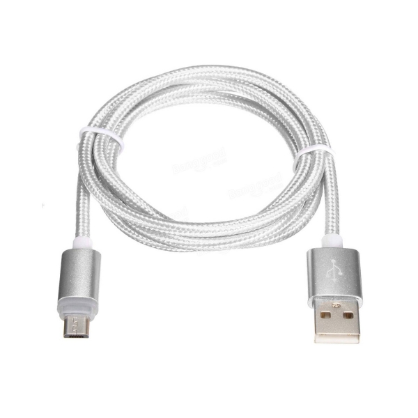 Câble USB / Micro USB renforcé - 1,80m - Argent