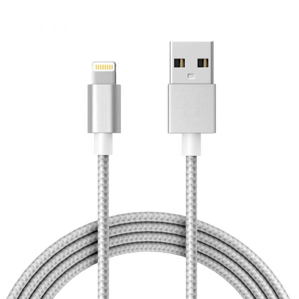 Câble USB / Lightning renforcé - 1,80m - Argent
