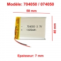 Batterie Li-Po - 3.7V - 1600 mAh - 704050 / 074050