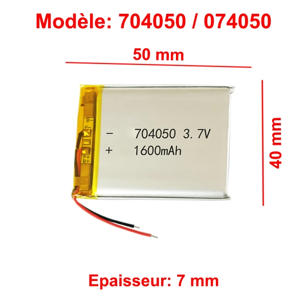 Batterie Li-Po - 3.7V - 1600 mAh - 704050 / 074050