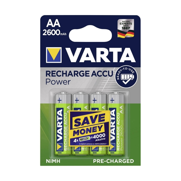 Accus HR6 Prechargé VARTA - Blister de 4 - AA - Ni-Mh - 2600 mAh