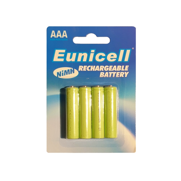 Accus HR3 EUNICELL - Blister de 4 - AAA - Ni-MH - 900 mAh