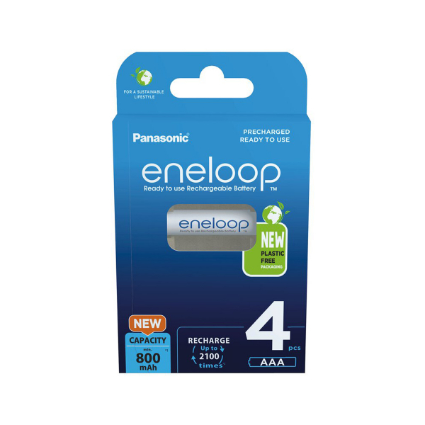 Accus HR3 PANASONIC Eneloop - R2U - Blister de 4 - AAA - Ni-Mh - 800 mAh