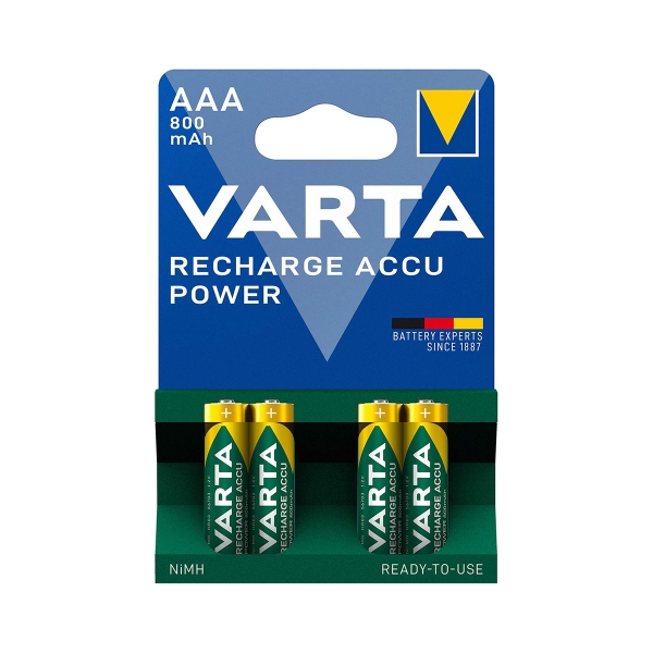 Accus HR3 Prechargé VARTA - Blister de 4 - AAA - Ni-Mh - 800 mAh