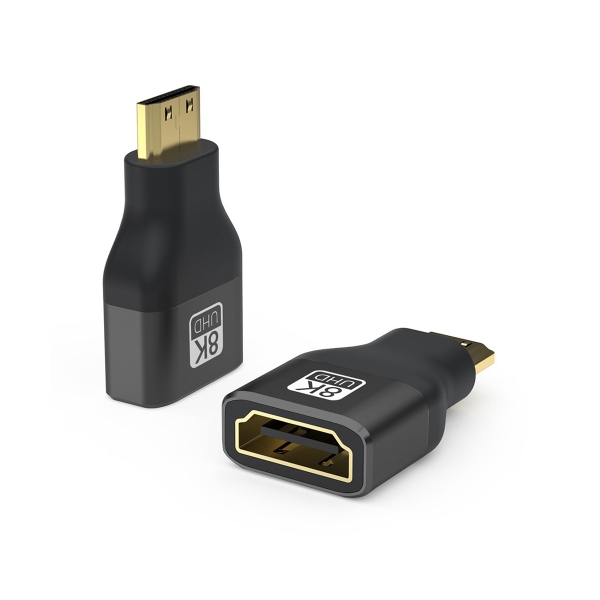 Adaptateur Mini HDMI vers HDMI - Aluminium - 8K / 60Hz - Noir