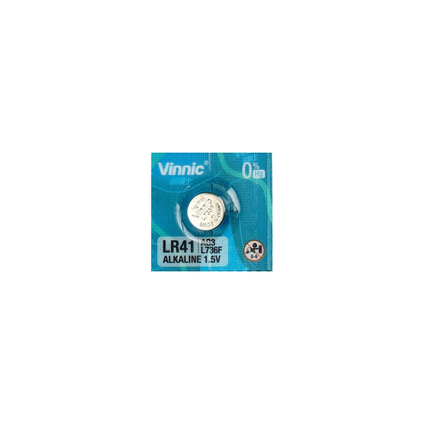 Pile AG3 VINNIC - Blister de 1 - LR41 / SR41 / 192/ 384 / 392 - Alcaline