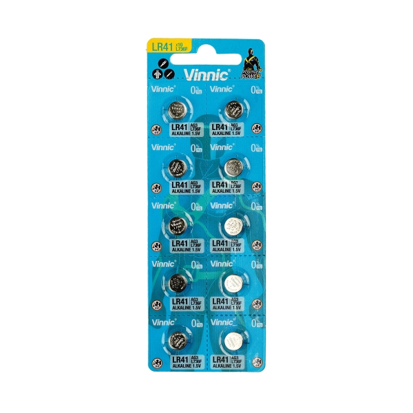 Pile AG3 VINNIC - Blister de 10 - LR41 / SR41 / 192/ 384 / 392 - Alcaline