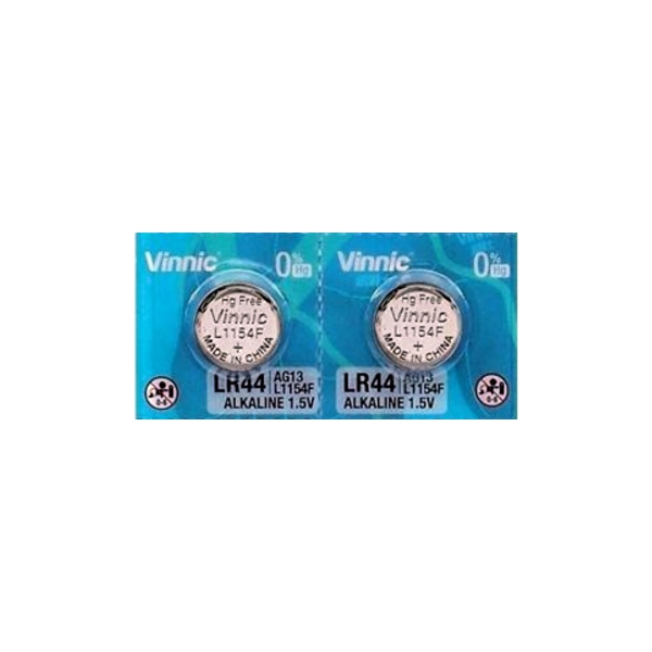 Piles AG13 VINNIC - Blister de 2 - LR44 / SR44 / A76 / 303 / 357 - Alcaline