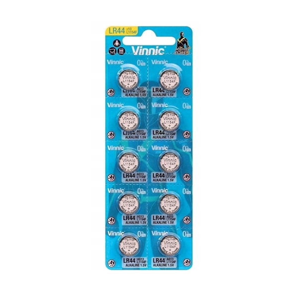 Piles AG13 VINNIC - Blister de 10 - LR44 / SR44 / A76 / 303 / 357 - Alcaline